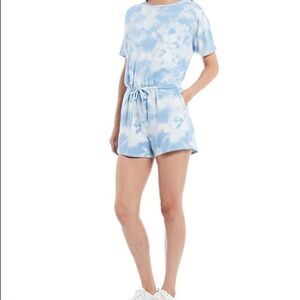 Gianni Bini Romper Sz Small & XL Blue Tie-Dye One-Piece Romper Short Sleeve NWT